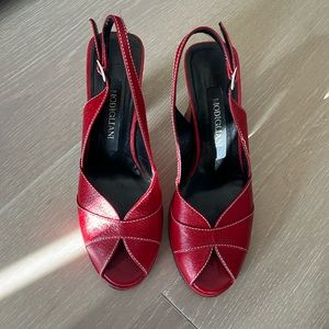 Modigliani red leather 40 style pump